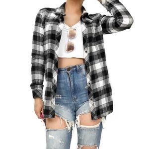 Athleta Lumberjill plaid oversized flannel. Black and white. Size small